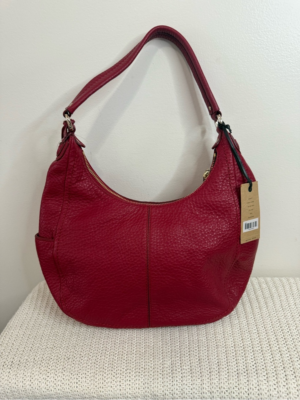 Cole Haan NWT  Pebbled Leather Hobo Bag in Velvet Red - Picture 8 of 14